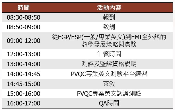 PVQC活動議程